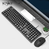 Yesker Business Wired Keyboard Mouse Combo, Durable Keycaps, Low-Noise for All Systems
